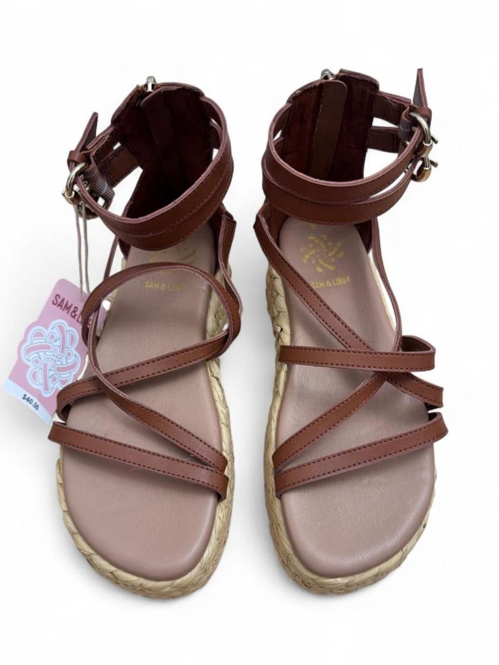 Sam & Libby Brown Strappy Espadrille Platform Sandals